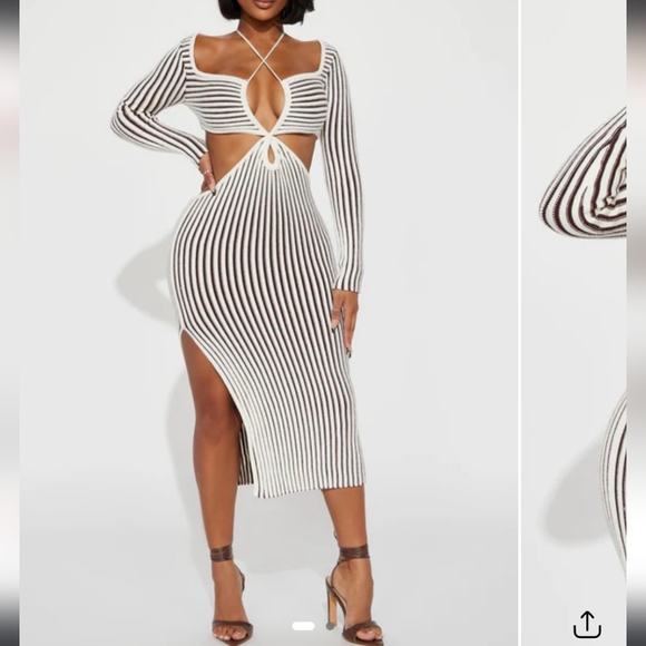 Fashion Nova Dresses & Skirts - Striped Black and White Cut-Out Dress